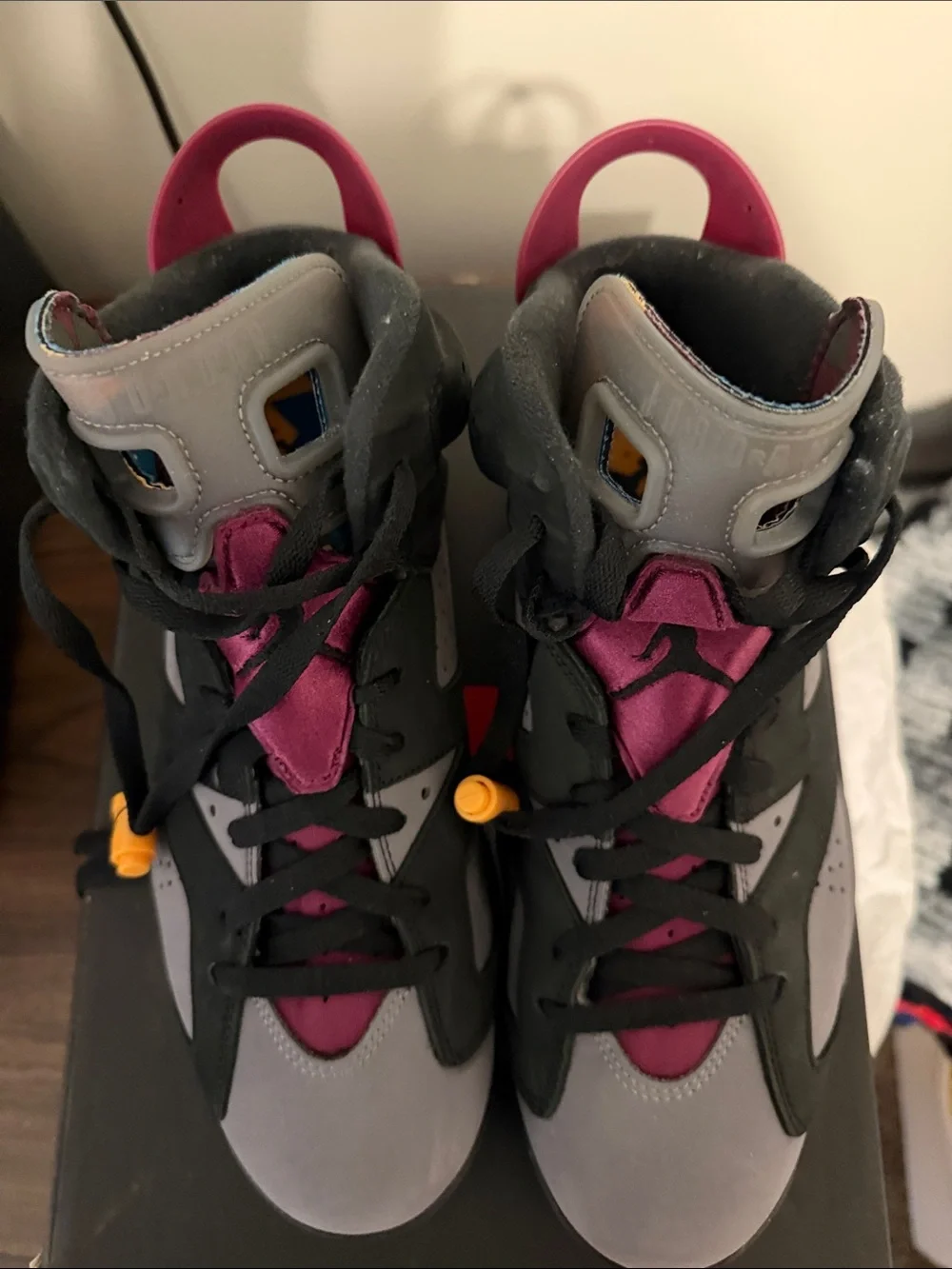 Jordan Men's High-Top Sneakers in Gray, Pink and Black